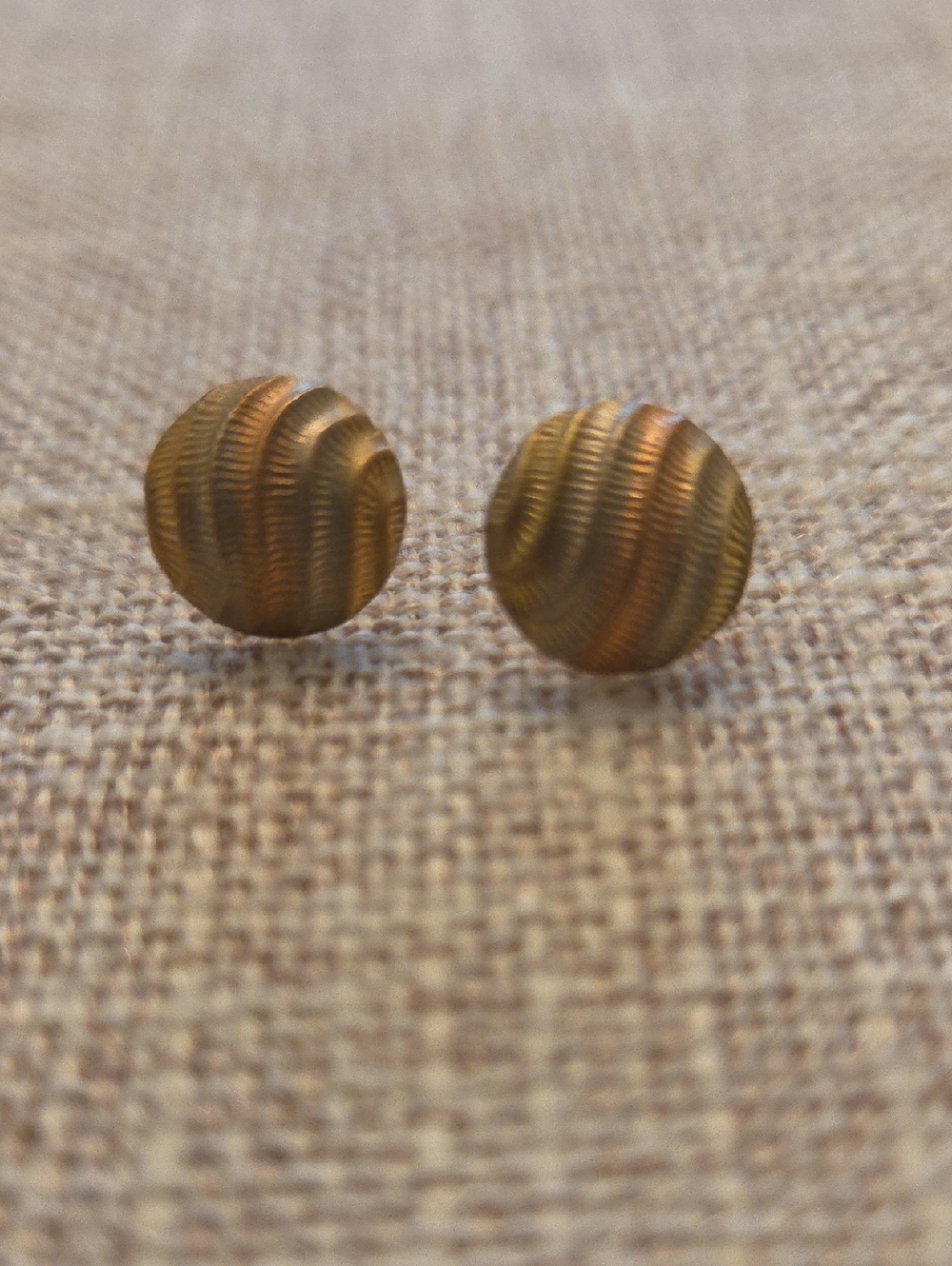 Vintage Textured Round Multi-Tone Stud Earrings